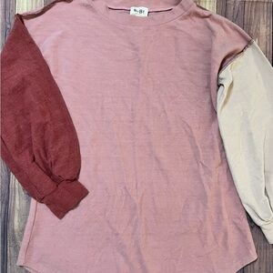Valentines Pink Colorblock Lightweight Sweater
